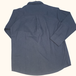 Chemise habillée bleue unie à manches longues pour homme, col rabattu, boutonnage intégral, 100 % coton popeline, idéale pour l'automne - Product Image 2