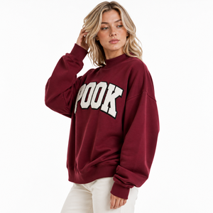 Sudadera Oversize Personalizada para Mujer con Cuello Alto, Bordado de Chenilla, Forro Polar, Ajuste Holgado, OEM ODM, Sudadera con Letras Griegas - Product Image 3