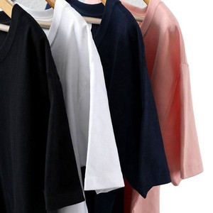 T-shirt pour femme en coton 100% rose, col rond, manches courtes, coupe classique, jersey décontracté, respirant, pour le printemps et l'été, OEM ODM - Product Image 3