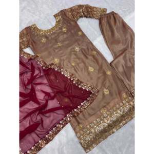 Ensemble haut-bas et Dupatta pour femmes de créateur pour la fête - Product Image 1