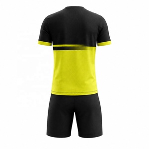 Ensemble d'uniformes de football noir et jaune, maillot à manches courtes, kit sportif, tenue d'entraînement, ultra léger, respirant, 100% polyester - Product Image 6