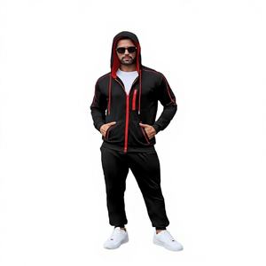 Conjunto deportivo de dos piezas para hombre, chaqueta con capucha y cremallera completa, y pantalones tipo jogger, estilo casual. - Product Image 1