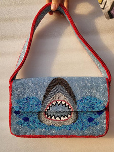 Sac à bandoulière noir et violet brodé de perles, sac de soirée chic pour mariage et fête, sac à main de créateur - Product Image 6