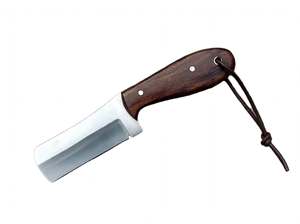Couteau utilitaire compact à lame droite en acier à haute teneur en carbone, fabriqué à la main, manche en bois de noyer, étui en cuir estampé - Product Image 2