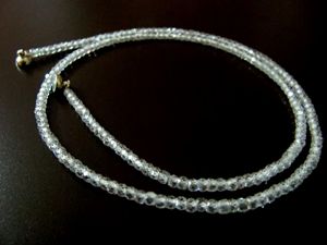 Collier en zircone cubique de couleur blanche, facettes rondes, 3 mm, perles, fermoir magnétique - Product Image 1