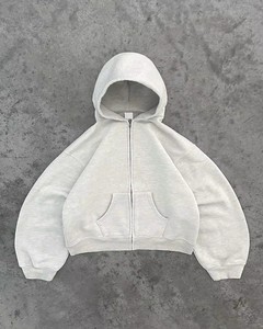 Unisex <b>White</b> Cotton Tracksuit Two <b>Piece</b> Hoodie Jogger <b>Set</b> Full Length Loose Fit Casual Autumn Wear With Side Pockets Zipper Fly - Product Image 3