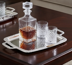 Premium <b>Silver</b> Metal Serving <b>Tray</b> With Decorative Edge And Handles <b>Mirror</b> Polish For Food and Beverage Wedding Events Restaurant - Product Image 4