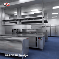 Équipement de cuisine commerciale GRACE, fabrication en acier inoxydable clé en main, conception, fourniture et service d'installation