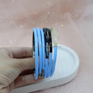 Luxury Premium Bridal Jewelry Wholesale Bulk Blue Black Ox Horn Bangles Set Polished Buffalo Horn Bangle Cuff for Women By FWE - Product Image 6