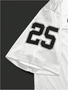 เสื้อฟุตบอลสีขาว Genius หมายเลข 25 แบบตาข่าย ปรับแต่งได้ พร้อมแถบดาว ปิดแบบสวม - Product Image 4