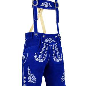 Auténticos Pantalones Cortos de Lederhosen Azules Bávaros para Festival, Tallas Europeas 46 a 60 - Product Image 1
