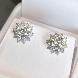 Hip Hop <b>Earrings</b> 925 Sterling Silver VVS Round Brilliant Cut <b>Moissanite</b> Diamond Handmade Setting For Women's <b>Earrings</b>` - Product Image 1
