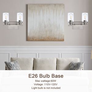 Lámpara de Pared Moderna para Baño E26, Níquel Cepillado con Pantalla de Vidrio Transparente y Espejo, para Iluminación de Cocina - Product Image 5