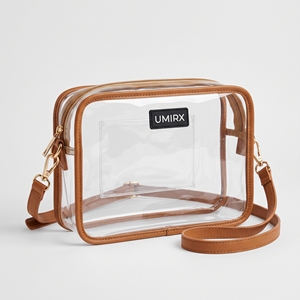 Bolso Bandolera Transparente Aprobado para Estadios, Bolso Transparente para Mujer con Ribete de Cuero PU y TPU, Bolso para Conciertos y Eventos Deportivos, Logotipo Personalizado OEM - Product Image 3