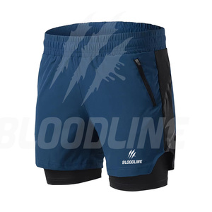 Pantalones Cortos Deportivos de Secado Rápido para Hombre BLOODLINE, Cintura Elástica Media, Bolsillos Delanteros con Cremallera y Logotipo, Largo Bermuda, Estampado de Camuflaje, Casuales, PU - Product Image 5
