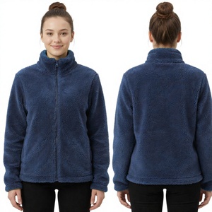 Veste en polaire sherpa vert émeraude de qualité supérieure pour femmes B.B INDUSTRY, fermeture éclair intégrale, col montant, manteau en teddy doux, hiver - Product Image 3