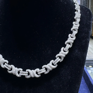 Cadena de Plata 925 con Moissanita VVS, Corte Baguette y Corte Redondo, Engaste en Canal, Unisex, para Uso Diario - Product Image 4
