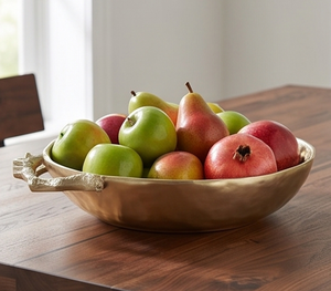 Bol en métal doré artisanal de qualité supérieure avec une poignée en forme de branche unique, parfait pour la décoration de maison moderne et luxueuse - Product Image 3