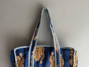 Sac fourre-tout en coton imprimé tigre rose et vert, motif à panneaux, ouverture supérieure, sac de shopping tendance, idéal pour l'été, CADEAU POUR ELLE - Product Image 5