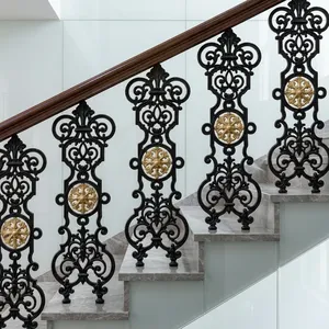 Sistema de barandillas de hierro y latón de primera calidad, pasamanos decorativos de metal antiguo para renovación de escaleras en el hogar. - Product Image 6