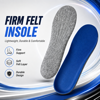 Semelles intérieures de sport confortables en maille bleue avec base en feutre gris, absorption des chocs efficace, semelle centrale pour chaussures
