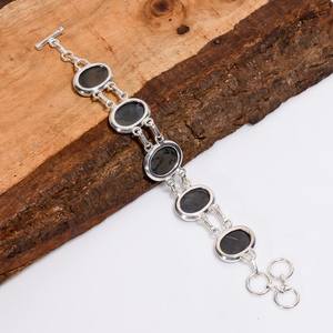 สร้อยข้อมือเงินประดับเปลือกหอยเป๋าฮื้อทรงวงรี สไตล์วินเทจ เงินแท้ 925 เครื่องประดับโบฮีเมียน ของขวัญ - Product Image 3