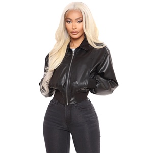 Customized Short Sleeve Black Faux Leather Motorbike <b>Racing</b> <b>Jacket</b> for Women Winter Motocross Motorcycle Plus Size Printed - Product Image 1