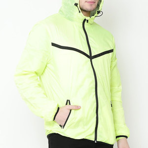 Veste matelassée coupe-vent jaune fluo pour homme avec fermeture éclair, style sportif, vêtements d'extérieur pour le printemps, vestes en nylon - Product Image 5