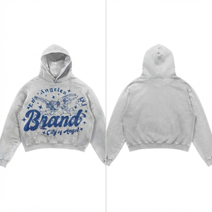 เสื้อฮู้ดดี้ผู้ชายแบบฟอกสี 420 GSM ผ้าฝ้ายเฟรนช์เทอร์รี่เนื้อหนา ทรงโอเวอร์ไซส์ สีเทาอ่อน สกรีนลายปักแบบกำหนดเอง รับผลิตแบบ OEM ODM - Product Image 1