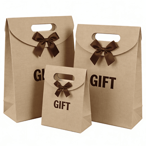 Sacs cadeaux en papier kraft noir de luxe avec logo personnalisé, poignée découpée pour l'emballage de parfums, cosmétiques et mascara - Product Image 1