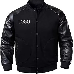 Veste de baseball varsity pour homme, manches en cuir, coupe-vent, matelassée, coupe classique, hiver, décontractée, sport, école - Product Image 4