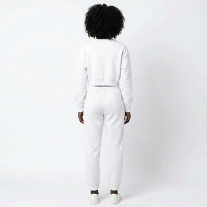 2 Piece Crop Sweatshirt Jogger Running Set Fleece Crew Neck Active Lightweight <b>Matching</b> Custom OEM Wholesale Manufacturer - Product Image 2