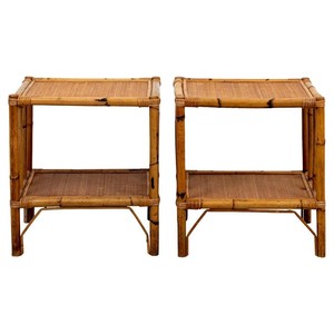 Handcrafted <b>Rectangle</b> Bamboo <b>Side</b> <b>Table</b> with Rattan Top-Eco-friendly & Durable Wholesale From India - Product Image 4