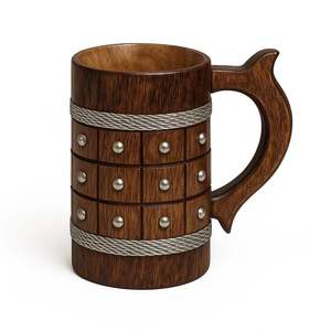 Jarra Vikinga Hecha a Mano de Madera Natural con Cuerdas, Decoración Rústica para el Hogar, Duradera, Coleccionable, Ecológica y Personalizable - Product Image 3