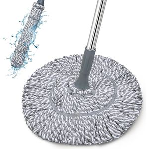 Mop per pavimenti in microfibra auto-strizzante a manico lungo con tampone abrasivo superiore per la pulizia e il lavaggio di pavimenti in legno in cucina - Product Image 1