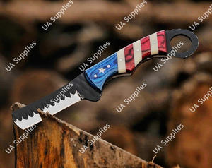 Cuchillo de herrador forjado a mano con mango de bandera americana, raspador de dedos, espalda recta, afilado como una navaja, para toros, estilo vaquero occidental, ODM - Product Image 2