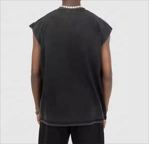 Men's Black Sleeveless Tank <b>Top</b> O-Neck Solid Knitted Cotton Casual Wear High Quality Plus Size Men's Vests Workout Singlets - Product Image 2