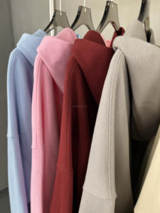 Personalizado de lujo 450GSM Puff impresión francés Terry chándal conjunto recortado con capucha de lana de peso pesado Sudadera con capucha de gran tamaño - Product Image 5