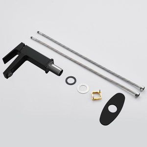 Robinet de salle de bain noir mat à poignée unique, 1 ou 3 trous, pour lavabo de vanité ou de buanderie, avec flexibles de 9/16 po, robinets de bain et de douche - Product Image 6