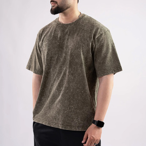 <b>Men</b> Vintage Acid Wash Oversized Crewneck Breathable 100% Cotton Eco-Friendly Streetwear T-<b>Shirt</b> for Teenagers - Product Image 2