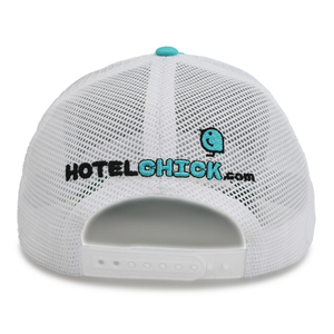 Casquette Trucker Unisexe 6 Panneaux en Maille Réglable Bleu Sarcelle et Blanc Style Décontracté Printemps-Été avec Logo Contraste au Dos - Product Image 5
