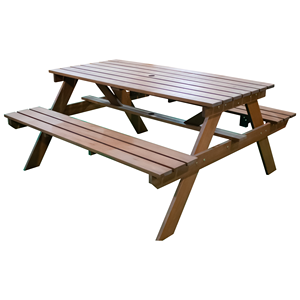 Outdoor Solid Teak Wood Picnic <b>Table</b> Set with Attached <b>Benches</b> Rustic <b>Garden</b> Furniture for Backyard Patio Seating Capacity 4 - Product Image 4