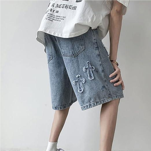 Pantalones Cortos de Mezclilla para Hombre, Estilo Lavado, con Logotipo Personalizado Bordado, Corte Holgado, de Algodón, Estilo Urbano, Casual, para Hombre - Product Image 6
