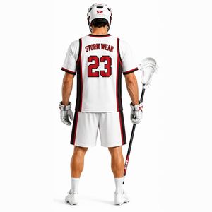 Uniformes de Lacrosse Sublimados de Secado Rápido Antibacterianos de Alta Calidad al por Mayor, Cuello en V, Manga Corta, Kit de Lacrosse para Hombre Adulto - Product Image 3