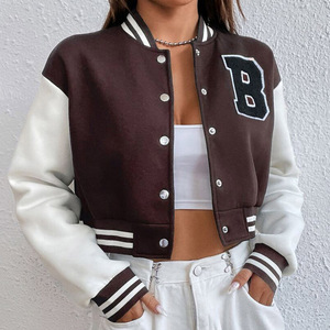 Chaqueta Varsity Corta Personalizada para Mujer, Chaqueta Bomber con Bordado Chenille de Béisbol, Chaqueta Letterman Streetwear con Logotipo Personalizado - Product Image 1