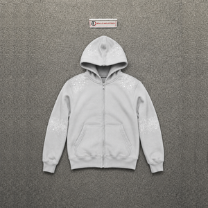 NEW QUALITY Gray Rhinestone Zip Up Hoodie Glitter Print Regular Fit Casual Fleece Autumn Wear Designer Inspired Luxury Style Cas - Product Image 5