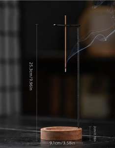 Plateau et brûleur d'encens en bois écologiques avec support métallique, attrape-cendres naturel fait main pour espaces relaxants - Product Image 6