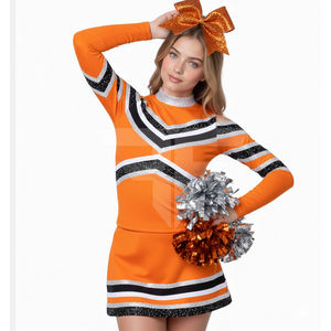 Uniformes de porristas personalizados para equipos de secundaria con pedrería, impresión por sublimación, ropa de animadoras - Product Image 3