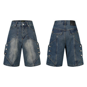 Novedad en Ropa Urbana: Shorts de Mezclilla Lavados Holgados de Diseño Creativo para Hombre - Product Image 2