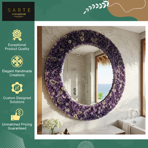Natural Agate Stone Frame Luxury Modern Handmade Eco-Friendly <b>Lighted</b> Wall Decor Spiritual Space Centerpiece Wall <b>Mirror</b> - Product Image 3